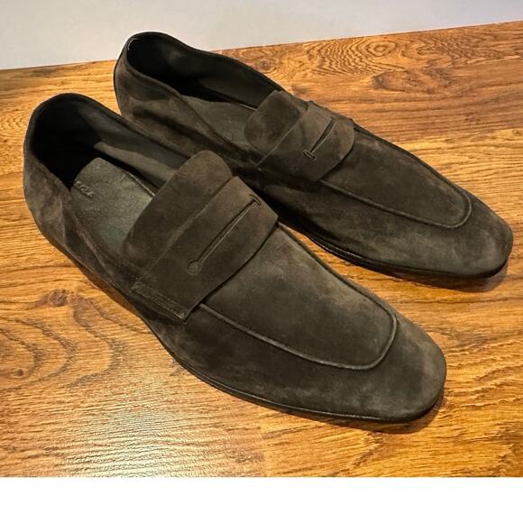 Zegna Men\'s L\'Asola Suede Penny Loafer Charcoal Size 11.5 $1000 Luxury Style main image 5